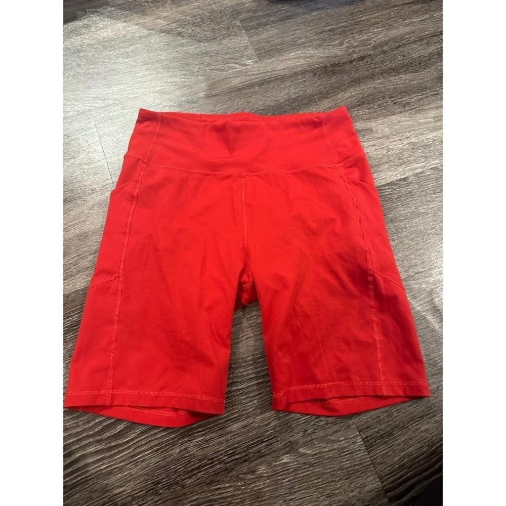 FIGS Red Biker Shorts High Waist Athletic Workout Activewear